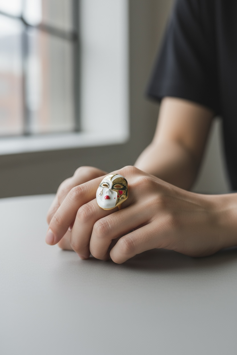 Venetian Mask Gold Ring
