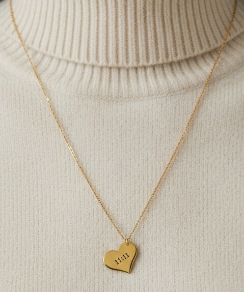 11:11 Heart Pendant Necklace