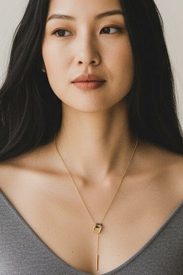 Minimal Geometric Bar Pendant Necklace