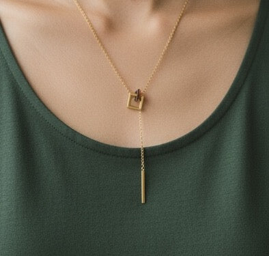 Minimal Geometric Bar Pendant Necklace