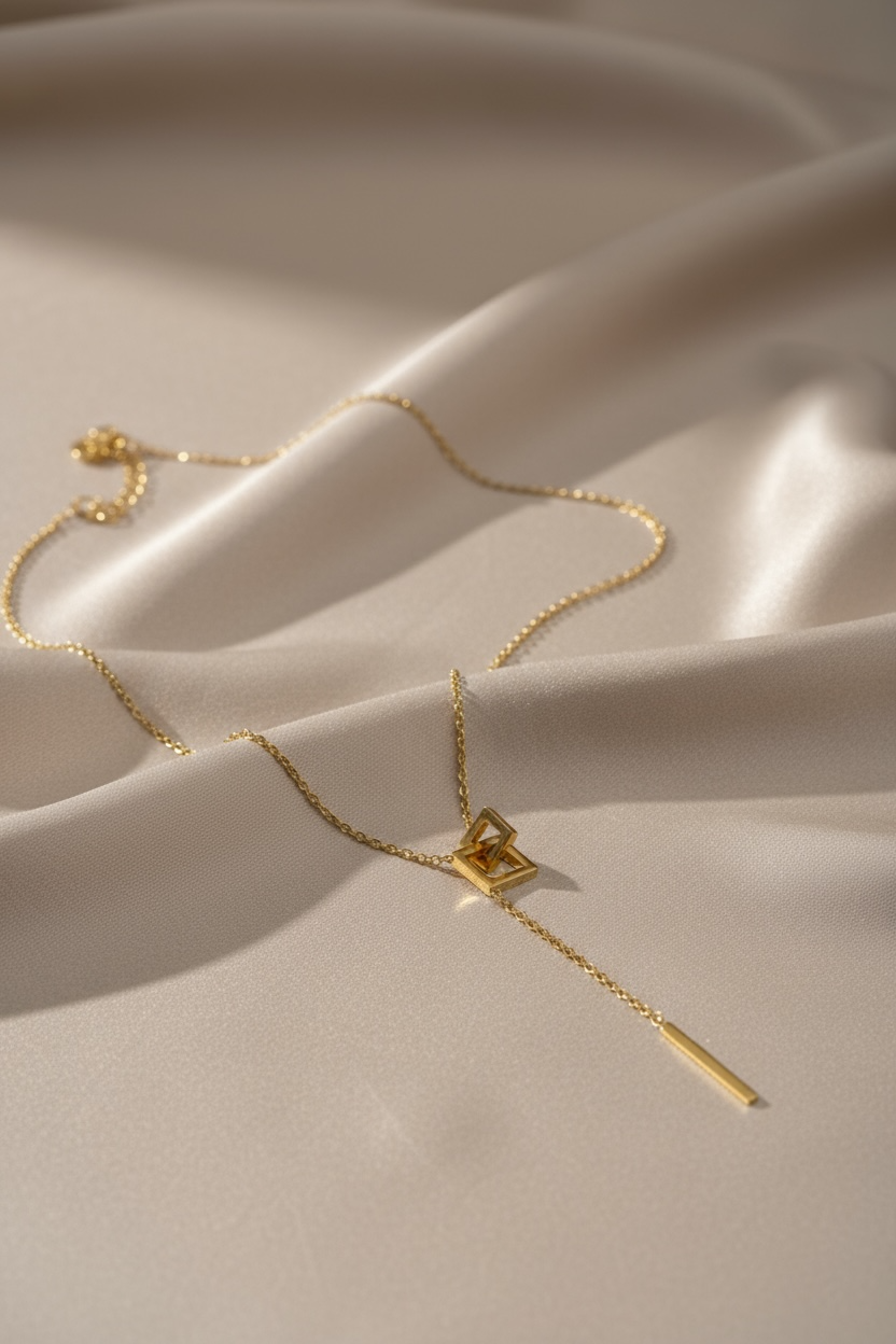 Minimal Geometric Bar Pendant Necklace