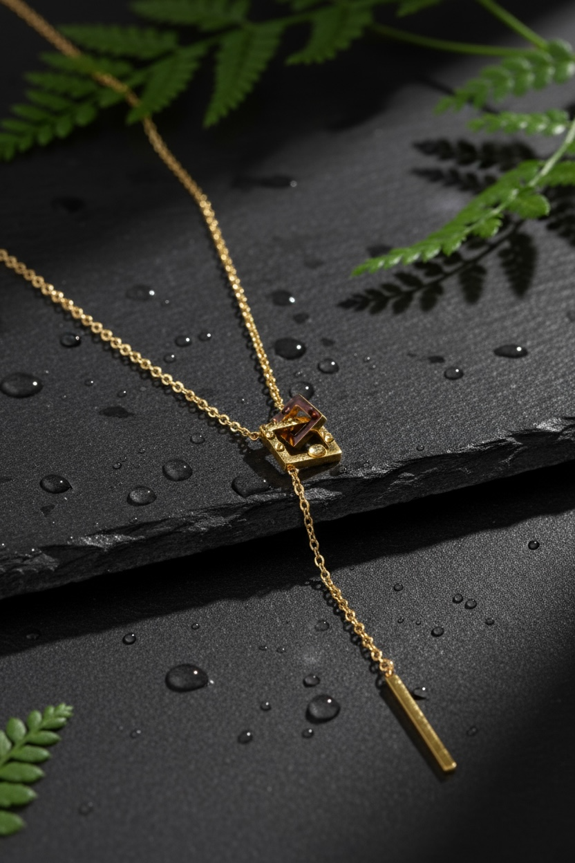 Minimal Geometric Bar Pendant Necklace