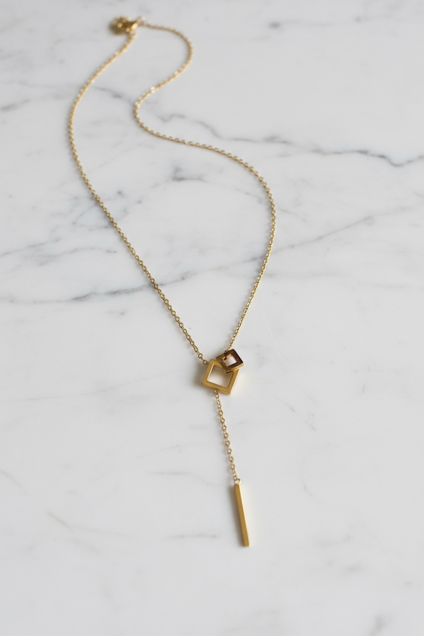 Minimal Geometric Bar Pendant Necklace
