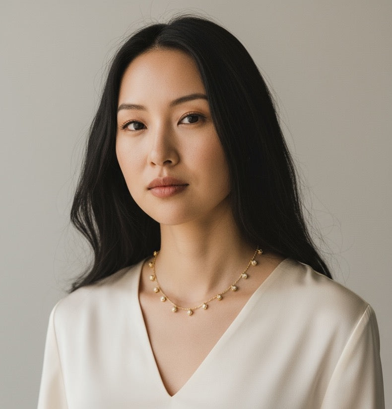 Gold Droplet Charm Necklace