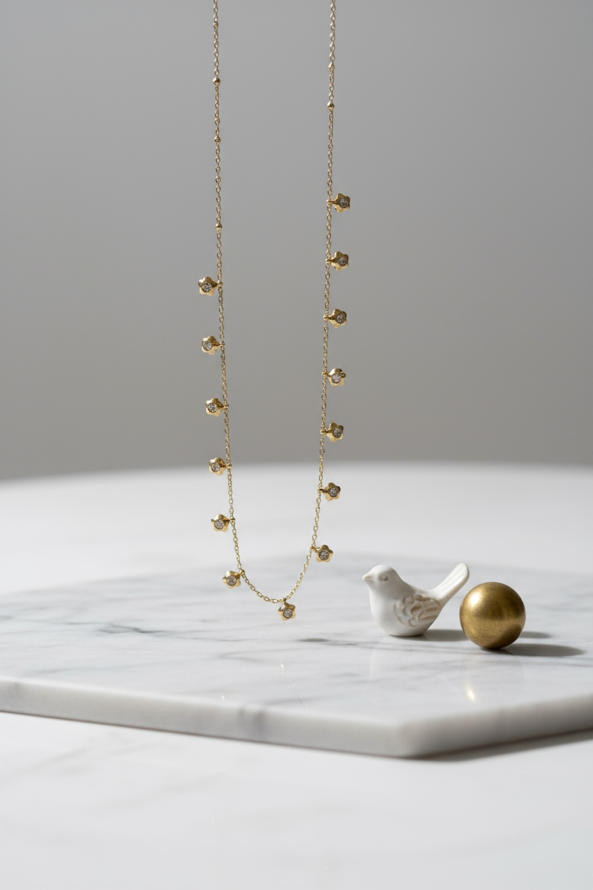 Gold Droplet Charm Necklace