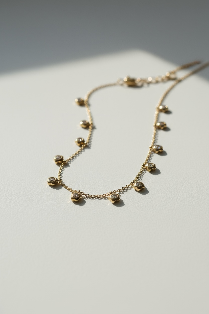 Gold Droplet Charm Necklace