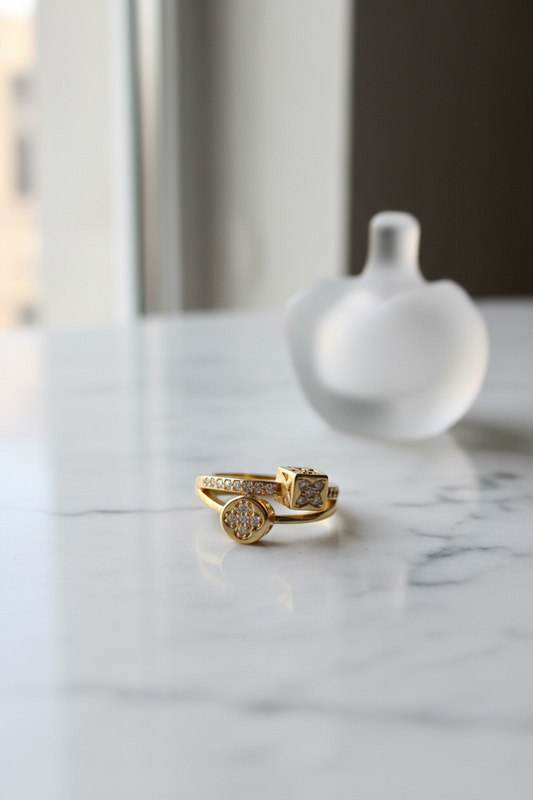 Dual Charm Gold Ring