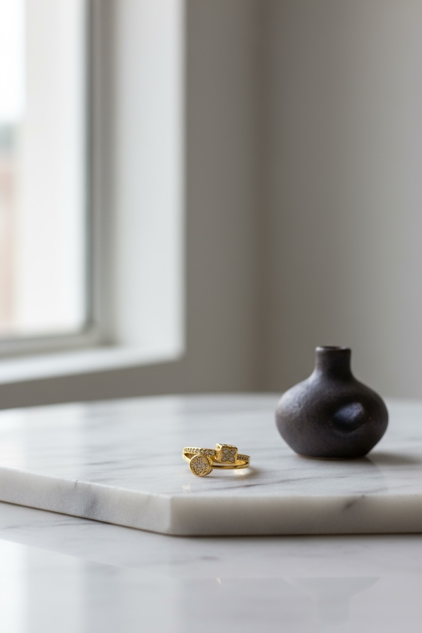 Dual Charm Gold Ring