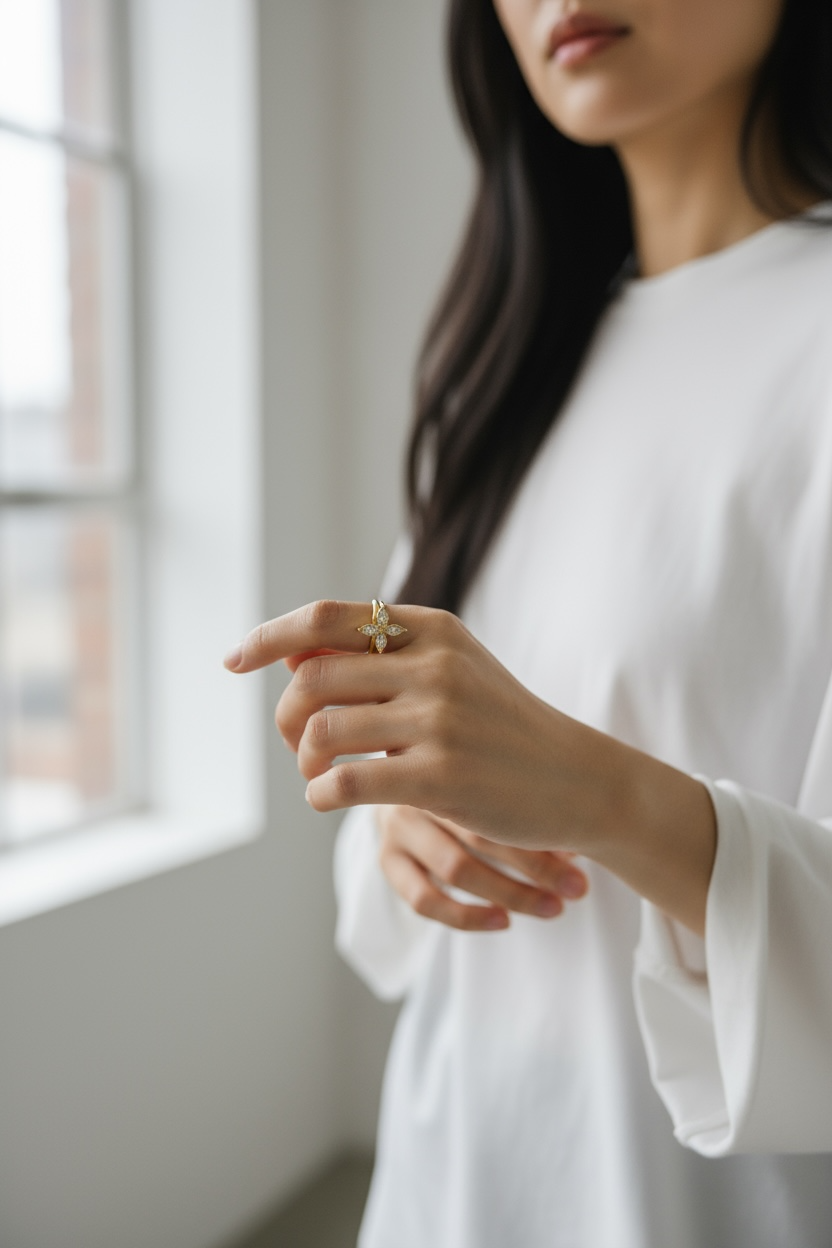 Vintage Floral Adjustable Ring
