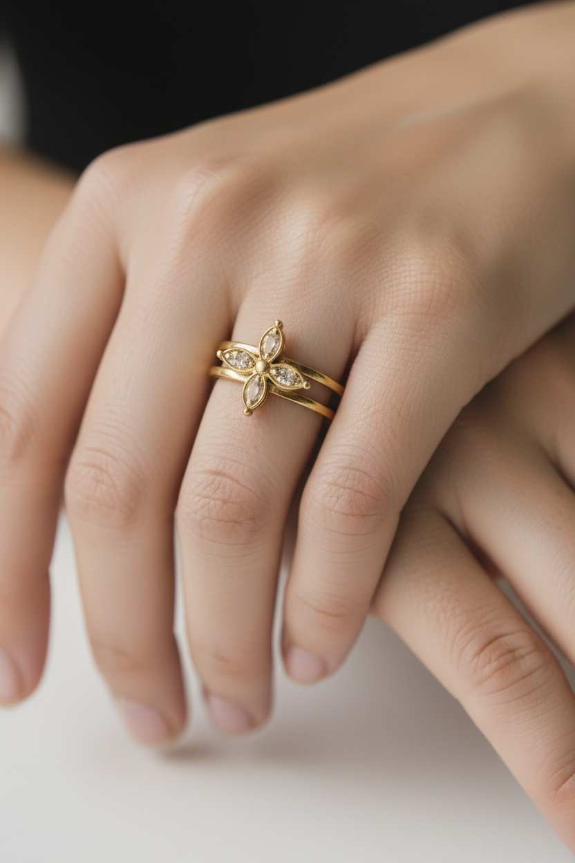 Vintage Floral Adjustable Ring
