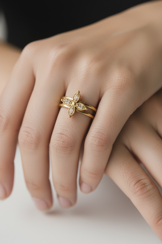 Vintage Floral Adjustable Ring