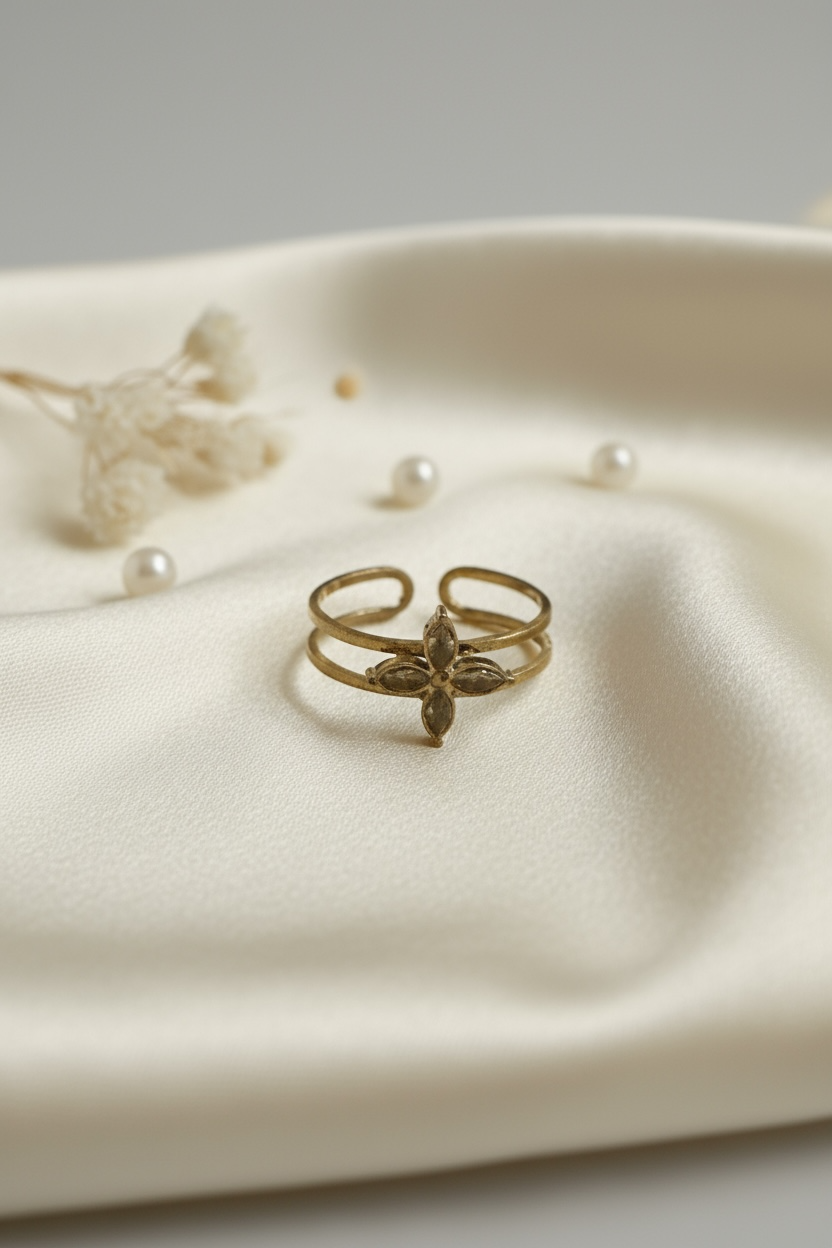 Vintage Floral Adjustable Ring