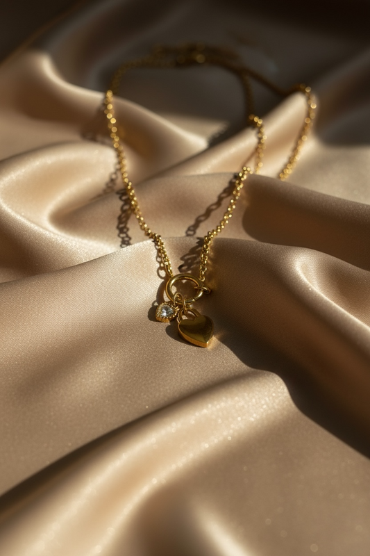 Classic Heart Lock Charm Necklace