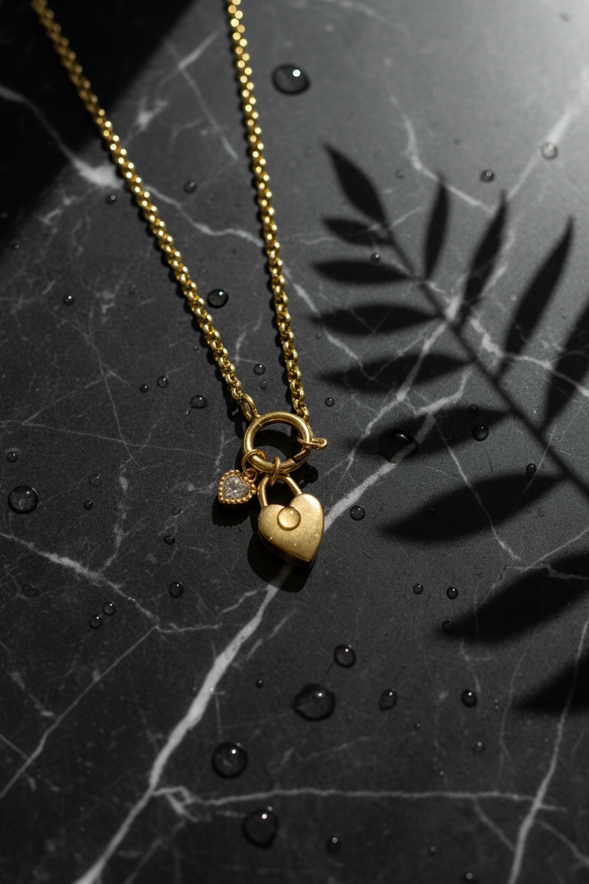 Classic Heart Lock Charm Necklace