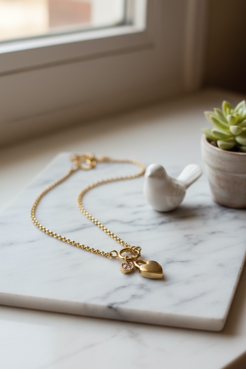 Classic Heart Lock Charm Necklace