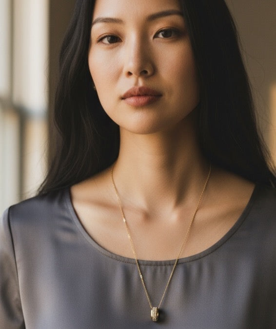 Golden Halo Pendant with Fine Chain