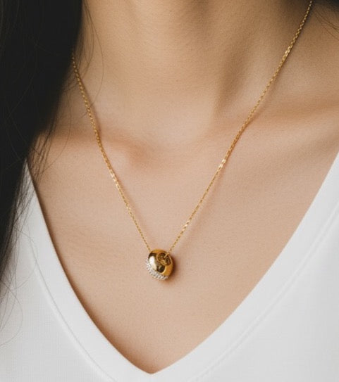 Golden Halo Pendant with Fine Chain