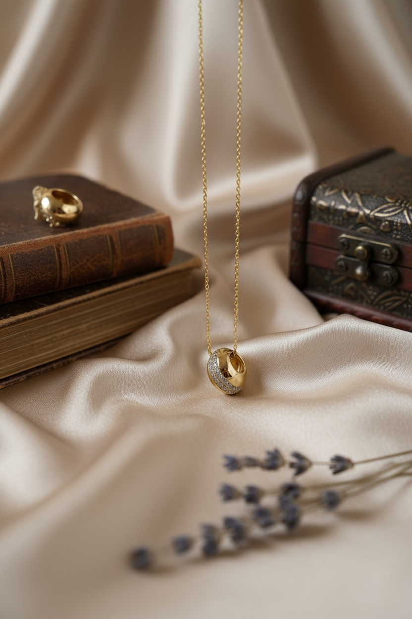 Golden Halo Pendant with Fine Chain