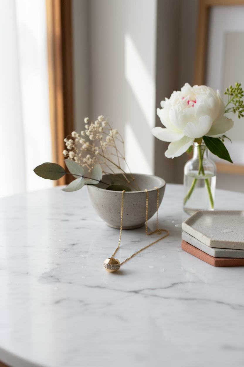 Golden Halo Pendant with Fine Chain