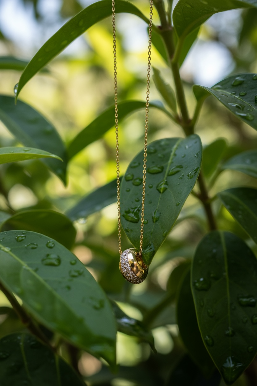 Golden Halo Pendant with Fine Chain
