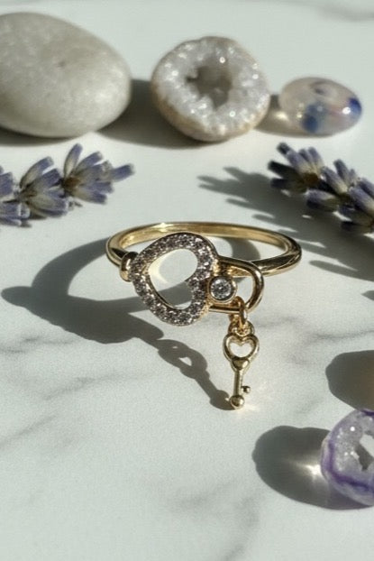 Rose Gold Plated Heart Lock & Key Ring