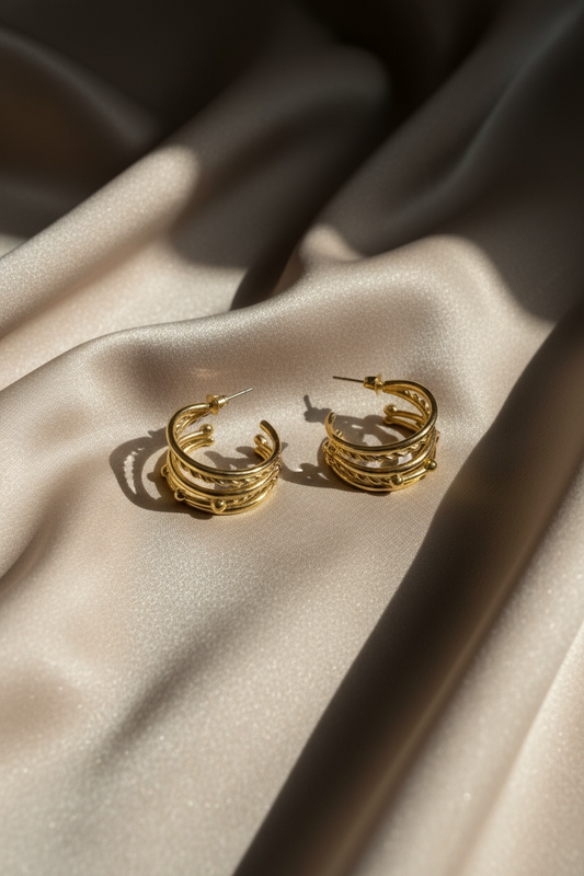 Golden Hoop Statement Earrings