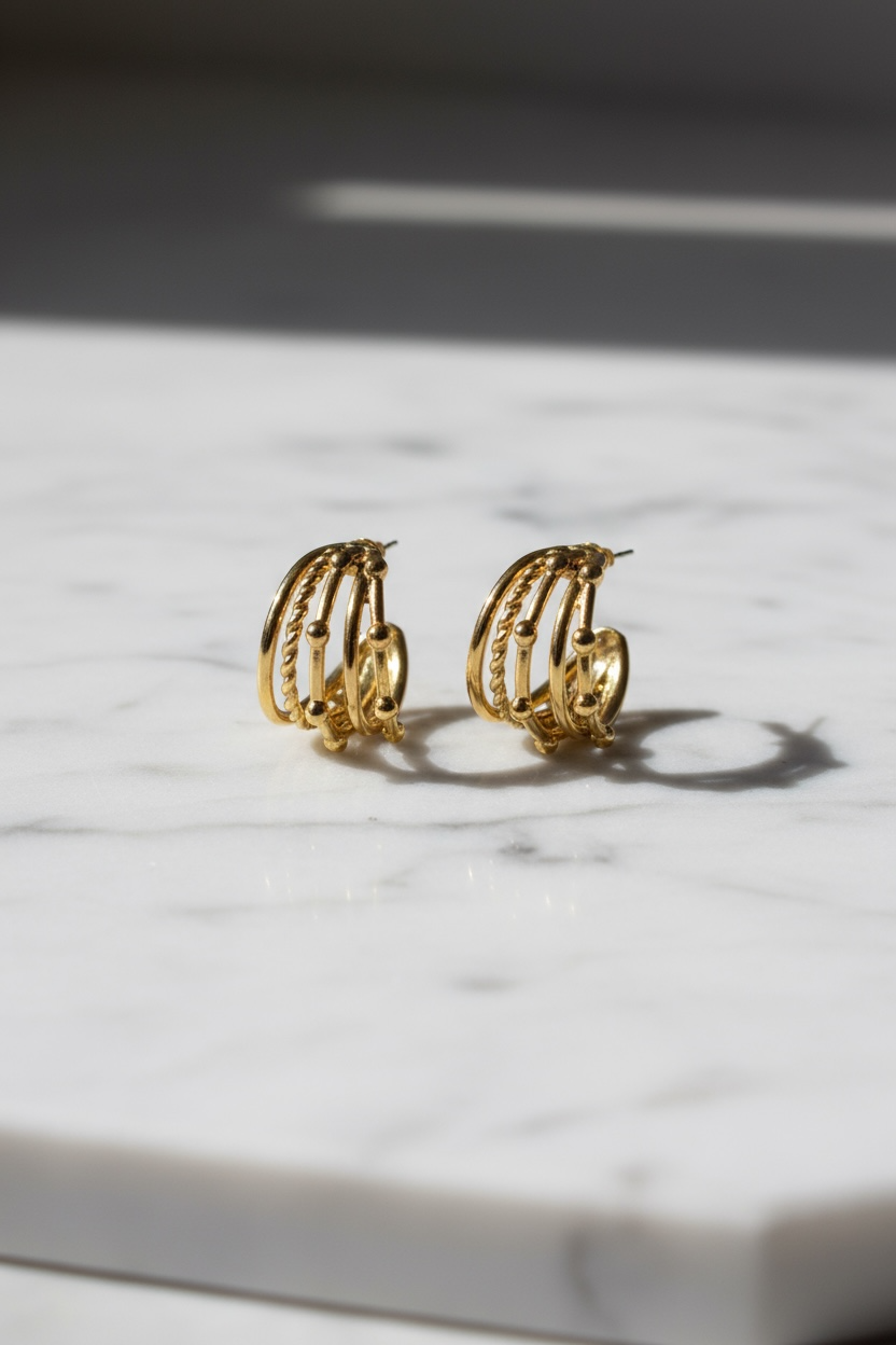 Golden Hoop Statement Earrings