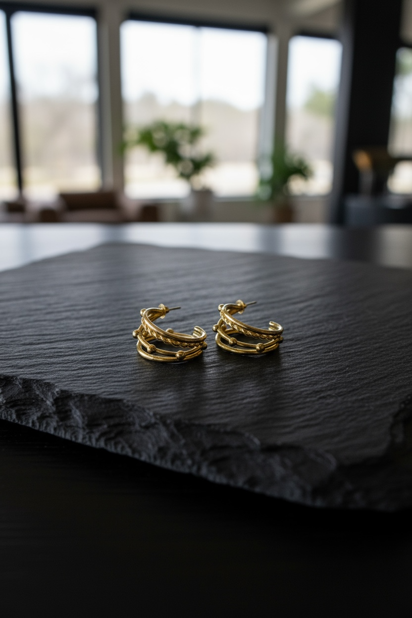 Golden Hoop Statement Earrings