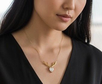 Reindeer Heart Gold Necklace