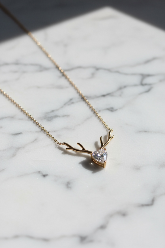 Reindeer Heart Gold Necklace