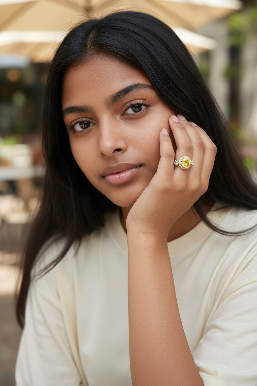 Golden Glow Solitaire Ring
