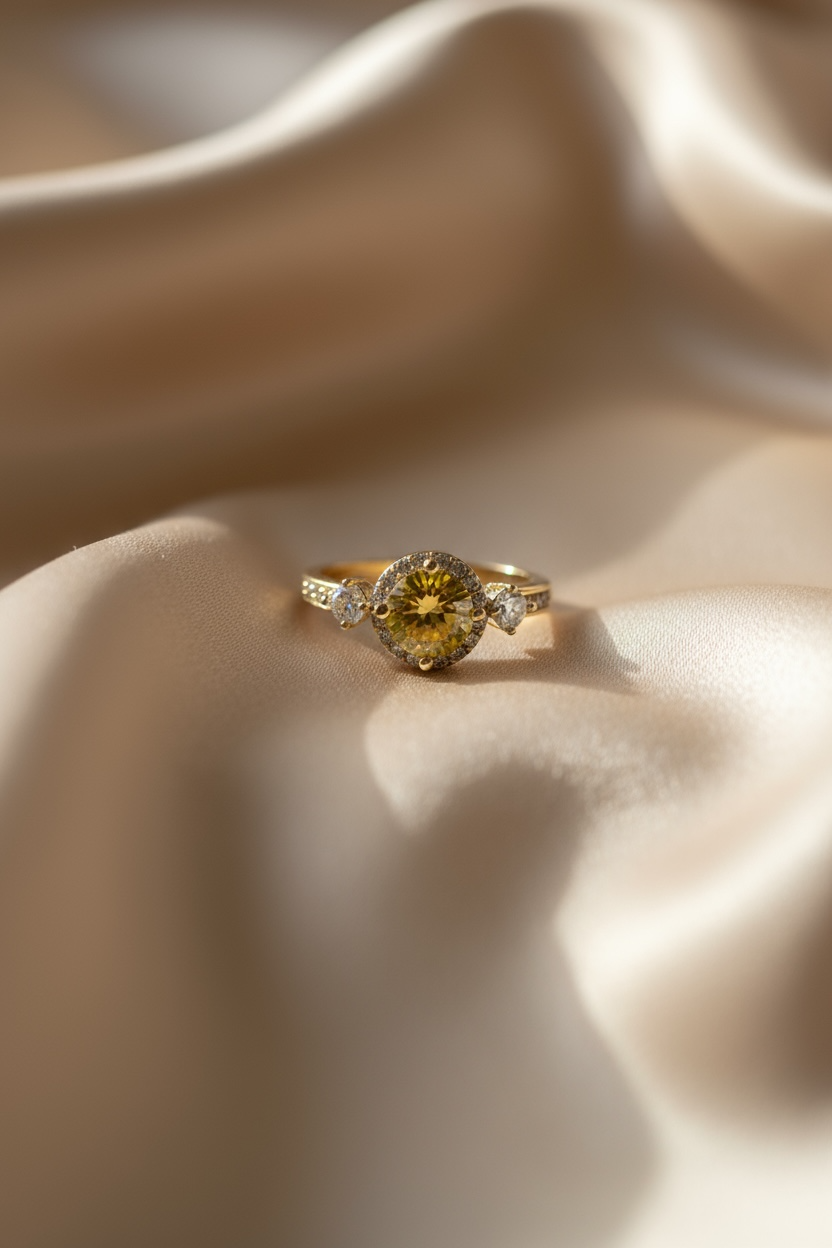 Golden Glow Solitaire Ring