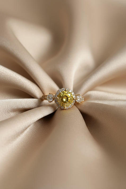 Golden Glow Solitaire Ring