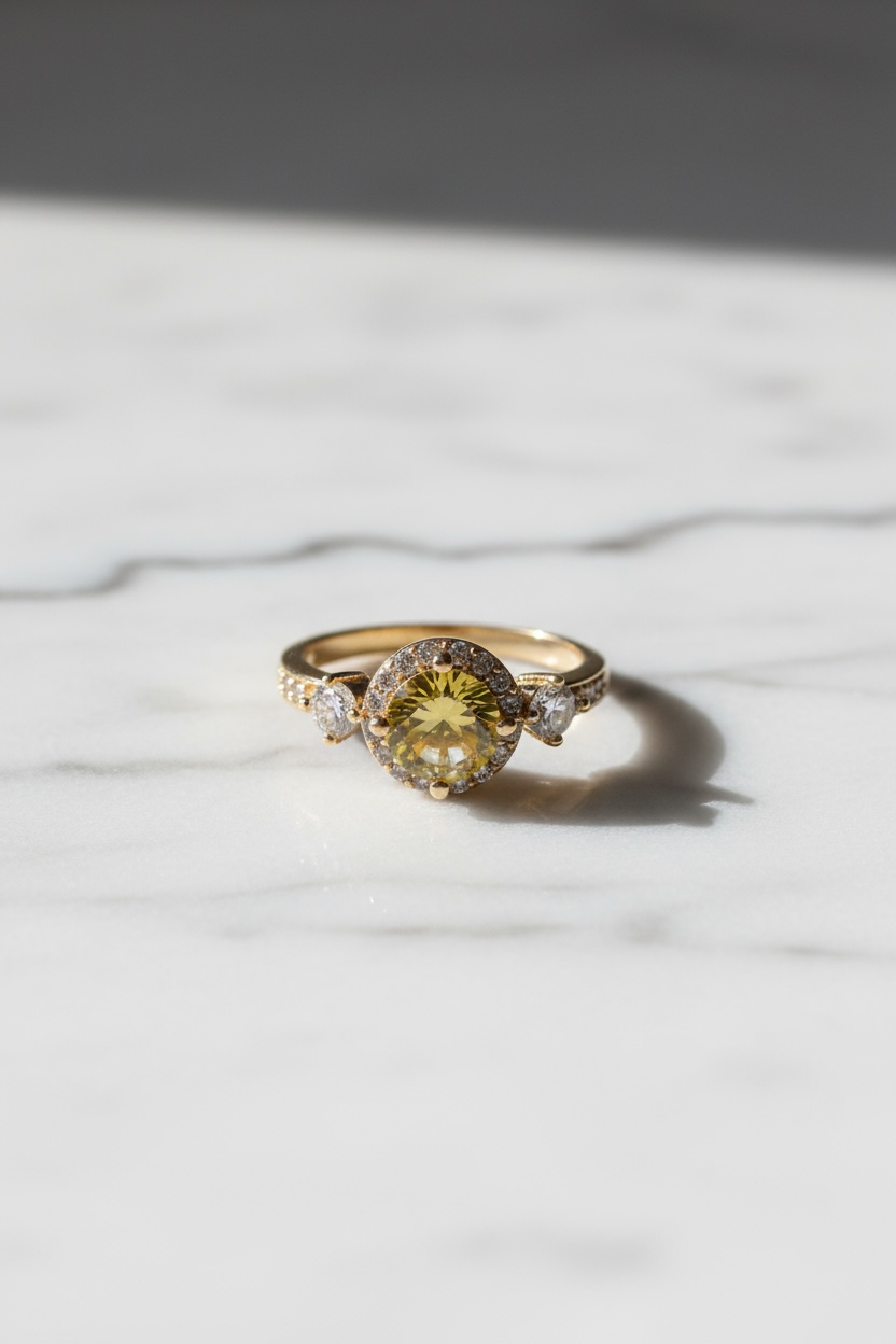 Golden Glow Solitaire Ring