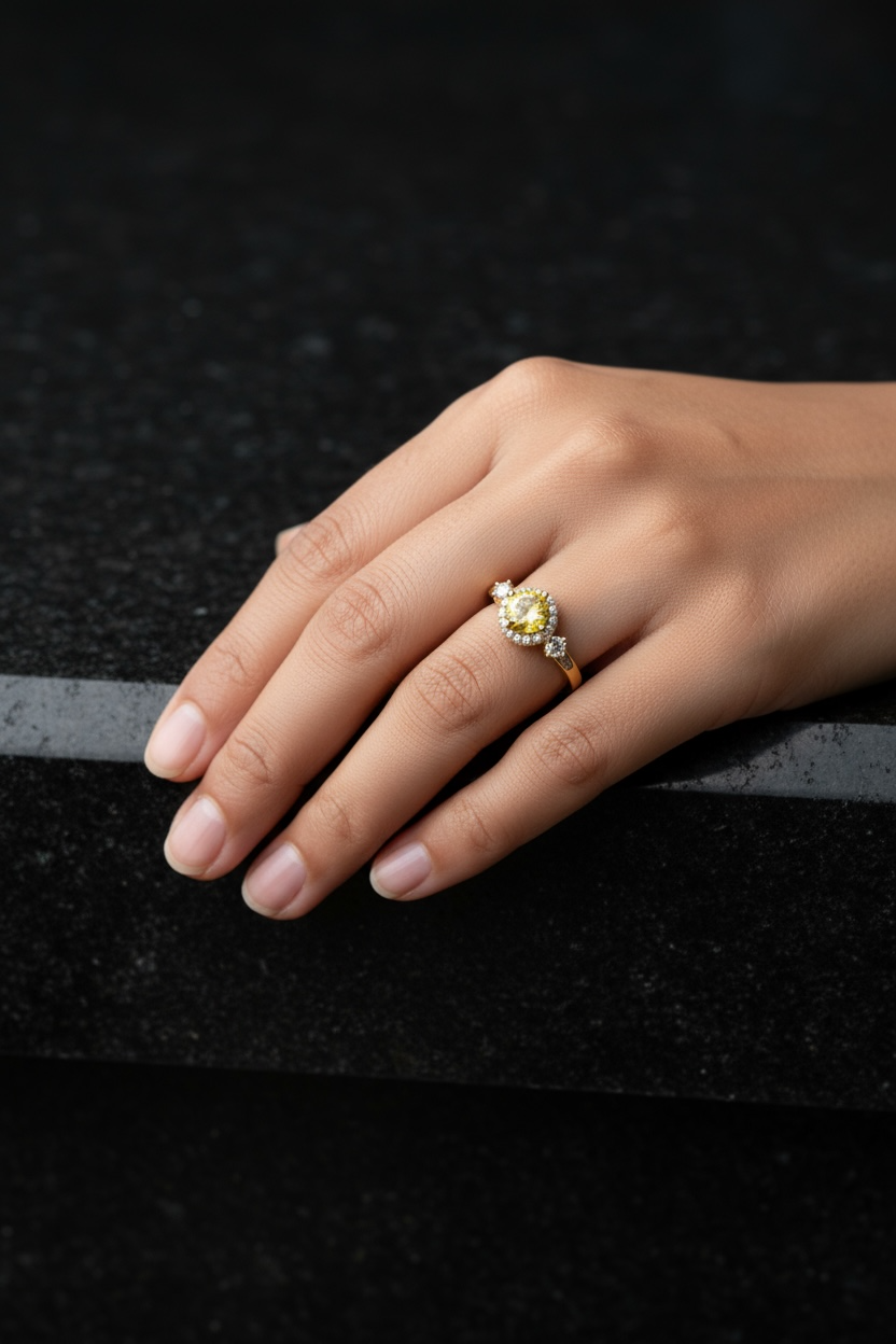Golden Glow Solitaire Ring