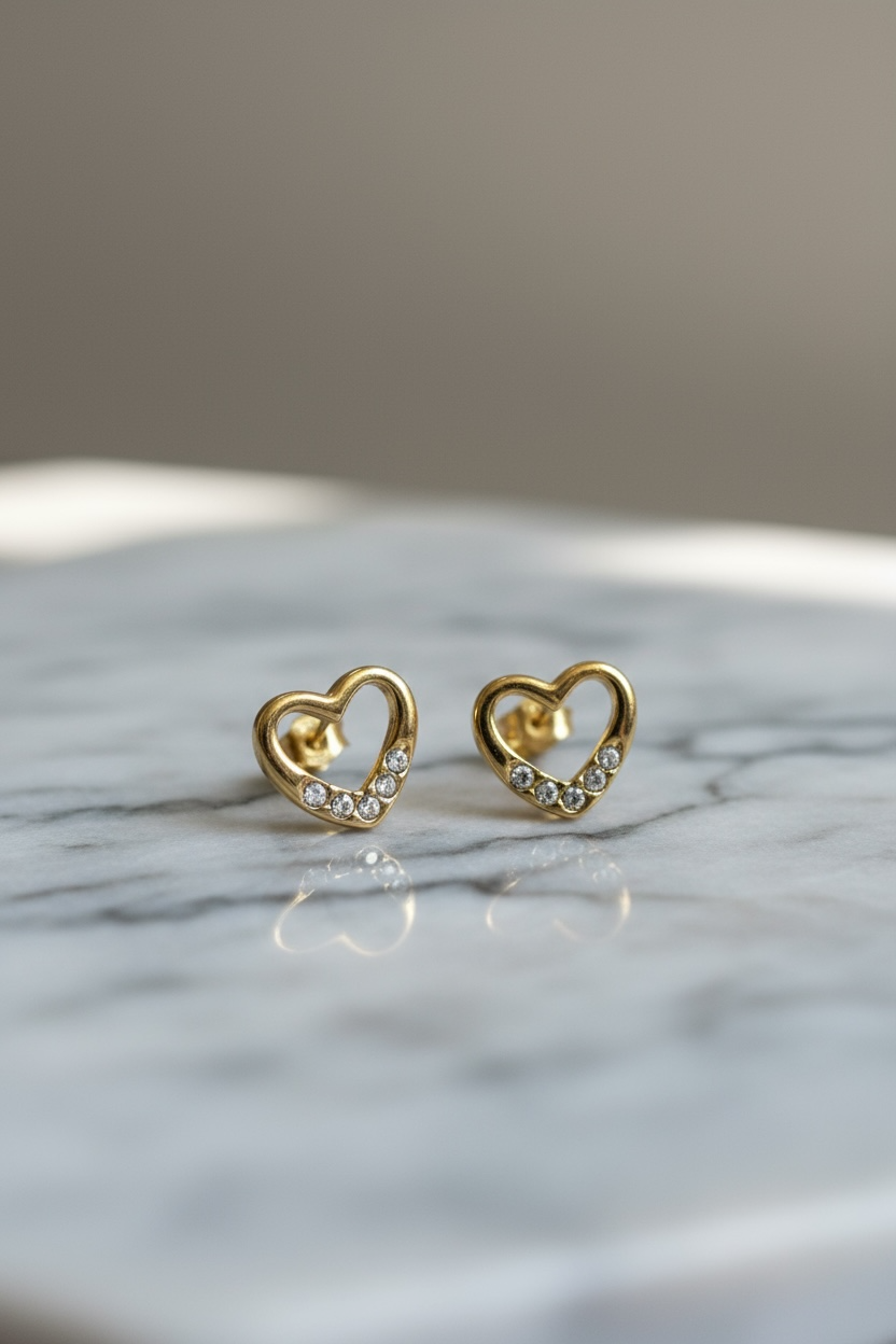 Elegant Heart Stud Earrings