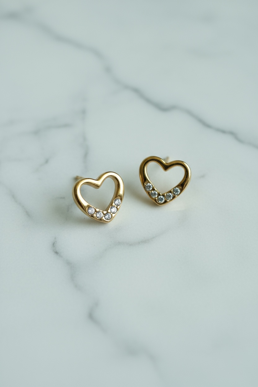 Elegant Heart Stud Earrings