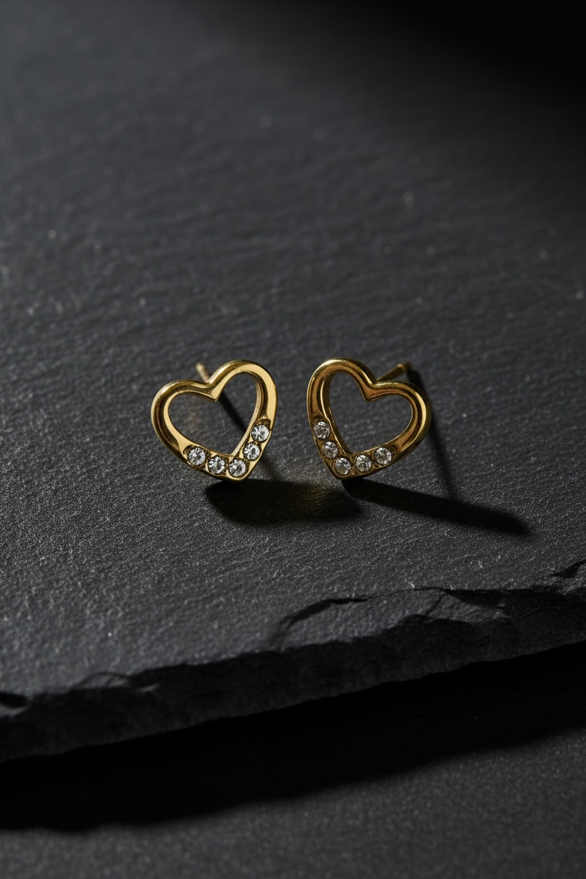 Elegant Heart Stud Earrings