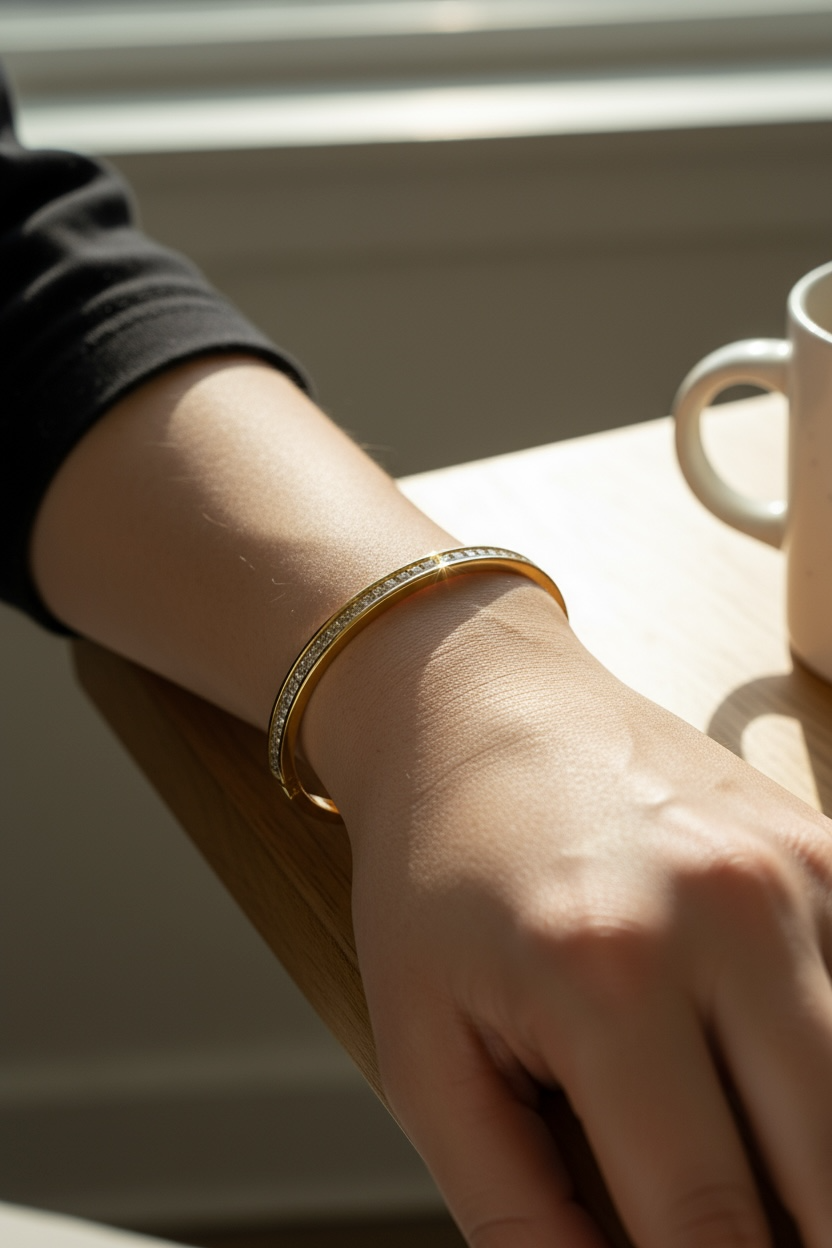 Elegant Gold-Plated Diamond Bangle