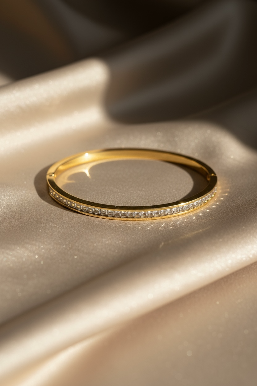 Elegant Gold-Plated Diamond Bangle