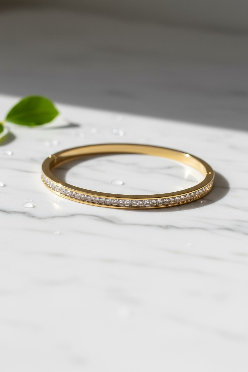 Elegant Gold-Plated Diamond Bangle
