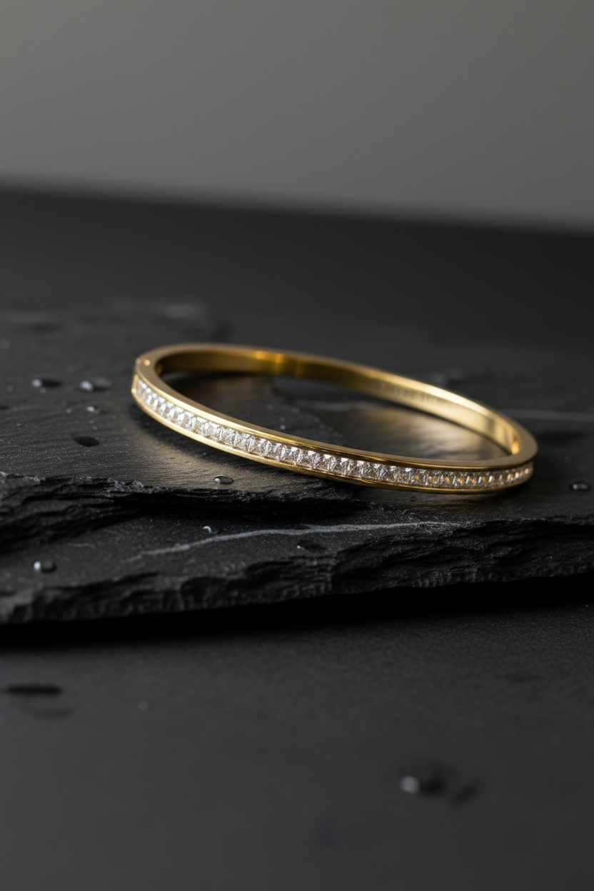 Elegant Gold-Plated Diamond Bangle