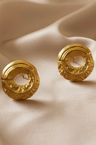 Luxe Bold Gold Textured Hoop Earrings
