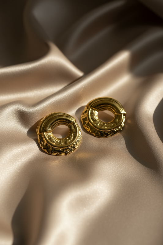 Luxe Bold Gold Textured Hoop Earrings