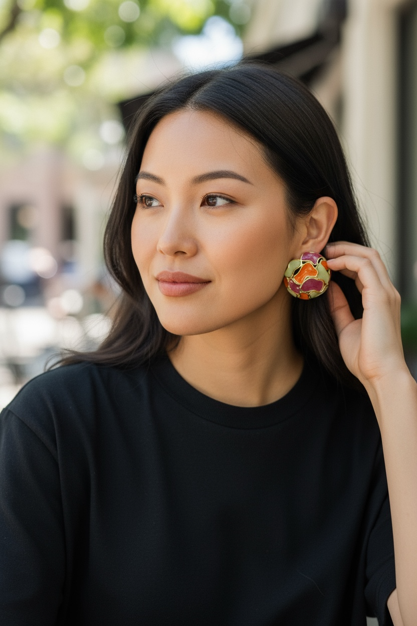 Enamel Blossom Statement Studs