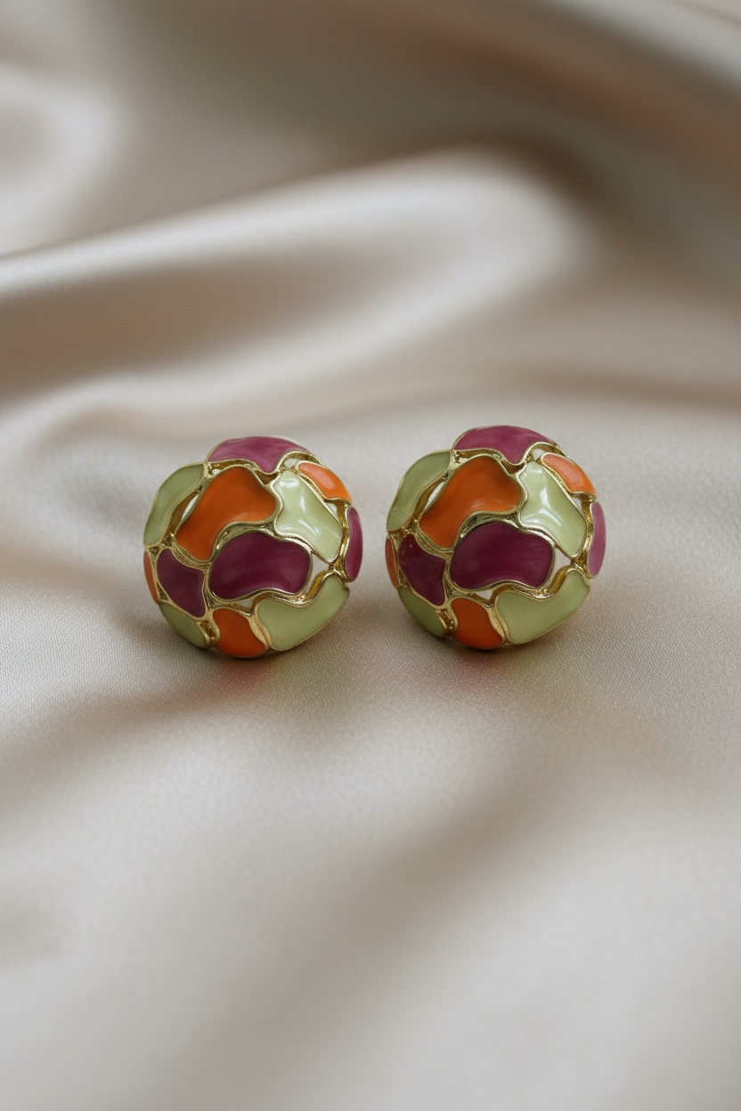 Enamel Blossom Statement Studs