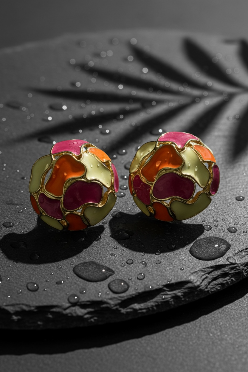 Enamel Blossom Statement Studs