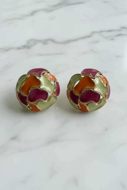 Enamel Blossom Statement Studs