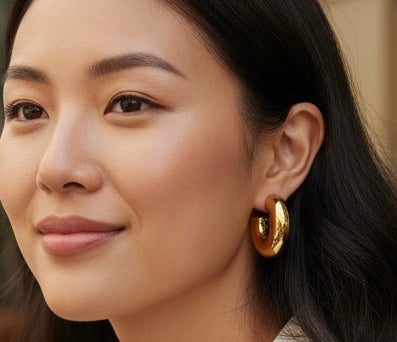 Bold Gold Dome Hoop Earrings