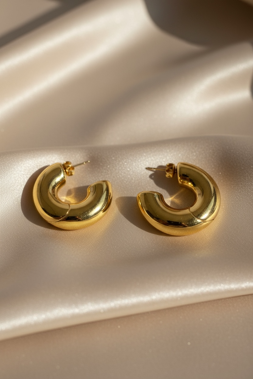 Bold Gold Dome Hoop Earrings
